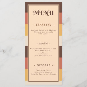 Menu Années 70 rétro les années 70 Mariage Super