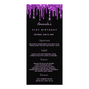 Menu Anniversaire noir violet photo parties scinti