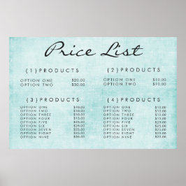 Menü "aquamarin Wall Service Price" für den benutz Poster
