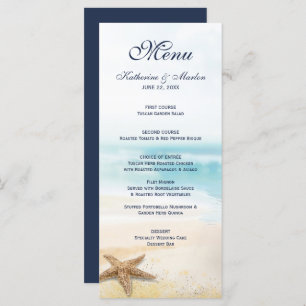 Menu Aquarelle Abstrait Beach Starfish Mariage