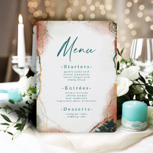 Menu Aquarelle Abstraite moderne Turquoise et Mariage e