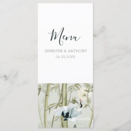 Menu Aquarelle Bambou Grue japonaise