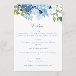 Menu Aquarelle Bleu Clair Chic Script Floral Custom