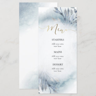 Menu aquarelle bleu poussiéreux