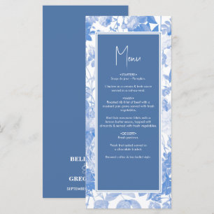 Menu Aquarelle bleue Mariage de fleurs botaniques