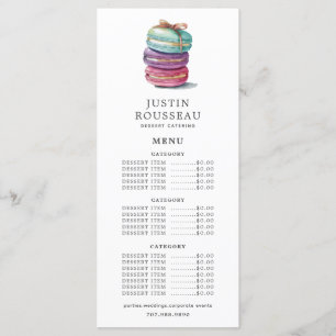 Menu Aquarelle boulangerie pâtisserie Chef biscuits