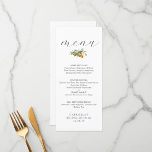 Menu Aquarelle Citron Fête des mariées Citrus Orange