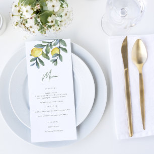 Menu Aquarelle Citron Fête des mariées principale Squee