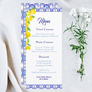 Menu Aquarelle Citrons Positano Amalfi Baby Shower 