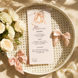 Menu Aquarelle Citrouille Cute Bow rose