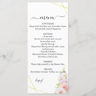 Menu Aquarelle Dahlia & Mariage Rose