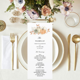 Menu Aquarelle d'automne Citrouilles et fleurs