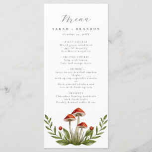 Menu Aquarelle de forêt de bois Mariage de champignon