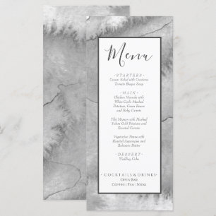 Menu Aquarelle de plage Mariage nautique gris-blanc