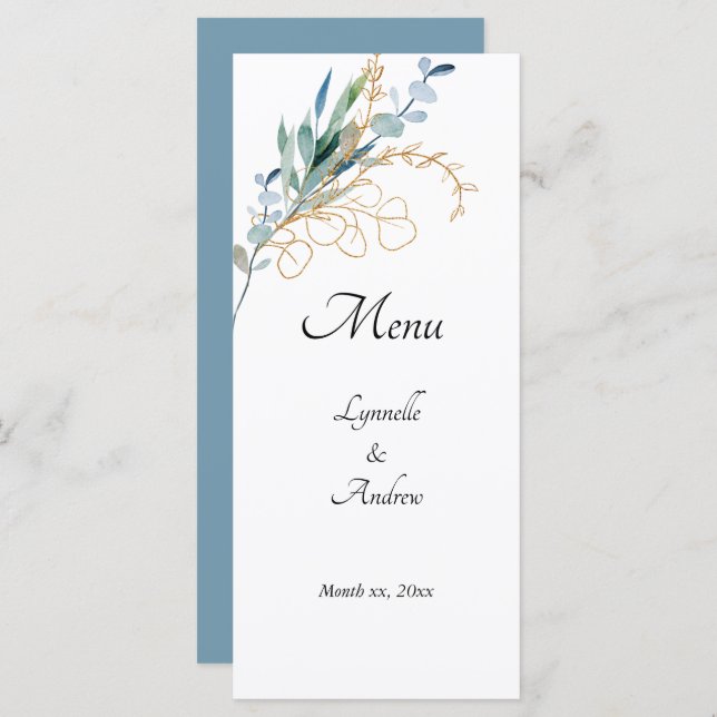 Menu Aquarelle d'été Mariage floral (Devant / Derrière)