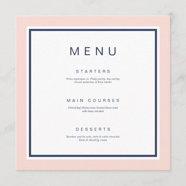 Menu Aquarelle Dusty Rose Floral moderne rose Mariage (Devant)
