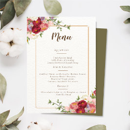 Menu Aquarelle Fleurs tropicales et Mariage de verdure