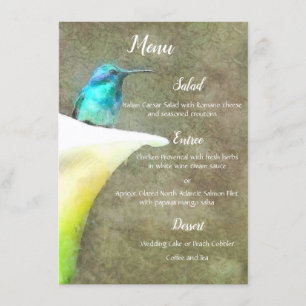 Menu Aquarelle florale de turquoise de lis blanc de