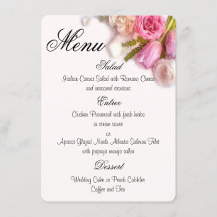 Menu Aquarelle florale élégante de ressort rose et