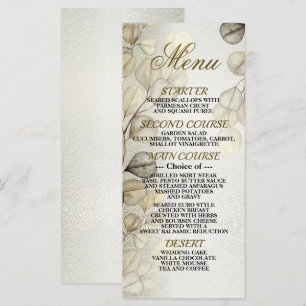 Menu Aquarelle Golden Eucalyptus Foliage brillant éléga