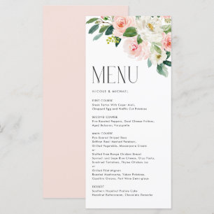 Menu Aquarelle Jolie Fleurs de Jardin Mariage de printe