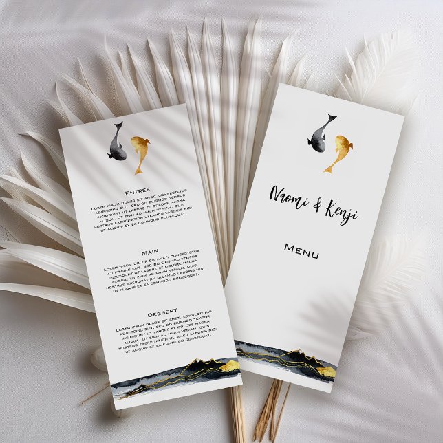Menu Aquarelle Koi Fish Mariage (Créateur téléchargé)