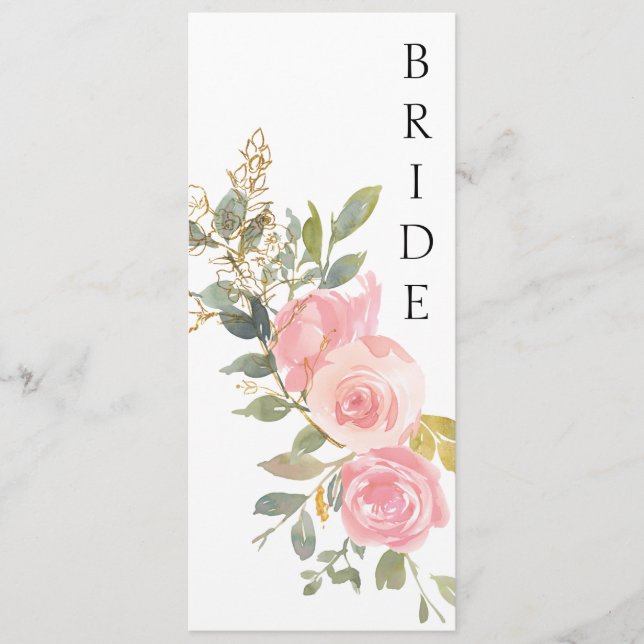 Menu Aquarelle Lush Blush Rose Chaise Florale Panneau (Devant)