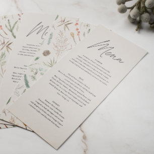 Menu aquarelle mariage crème florale botanique naturell