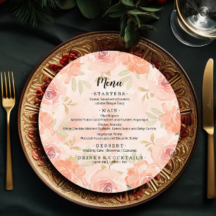 Menu Aquarelle orange Floral rond