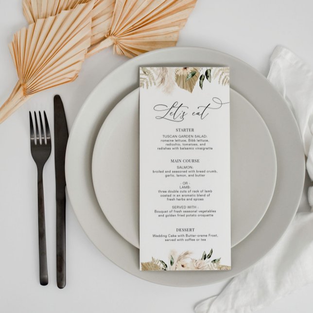 Menu aquarelle pampas mariage floral (Créateur téléchargé)