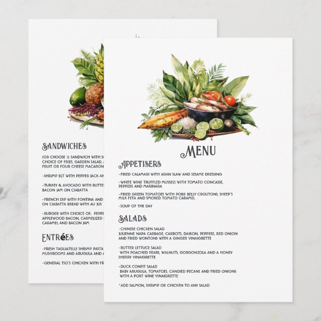 Menu Aquarelle République Dominicaine Destination Maria (Devant / Derrière)