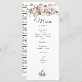 Menu Aquarelle Rose et verdure douche florale