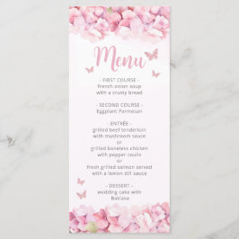 Menu Aquarelle rose Floral Butterfly Girl Baby shower
