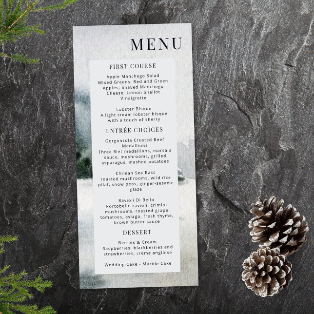Menu Aquarelle Rustique du lac Misty Mountain (Créateur téléchargé)