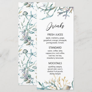 Menu Aquarelle sous la mer Jellyfish Coral Reef