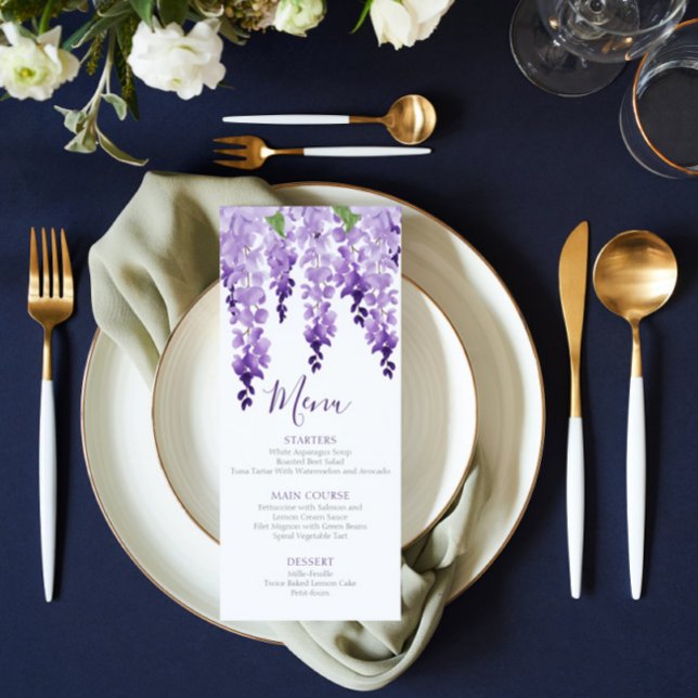 Menu Aquarelle Wisteria | MARIAGE (Créateur téléchargé)