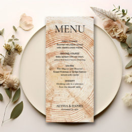 Menu Arbre Mariage rustique Écorce de bois Grain