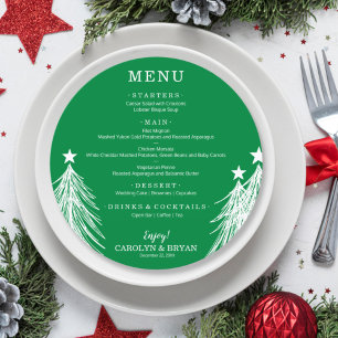 Menu Arbres de Noël Élégants sur Rond Vert