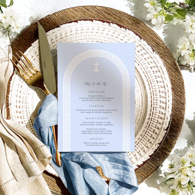 Menu Arc Clé grecque Baptême Bleu (Créateur téléchargé)