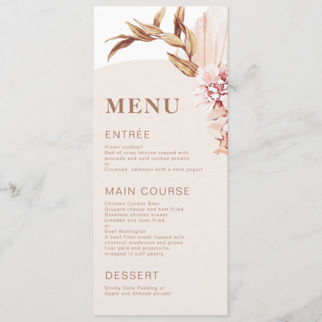 Menu Arche Flou Floral Boho Moderne (Devant)