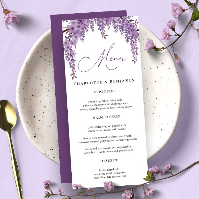 Menu Arched Wisteria Branch Floral Garden Wedding (Créateur téléchargé)