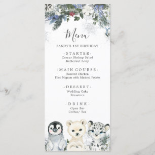 Menu Arctic Animal Winter Onederland 1er Anniversaire M