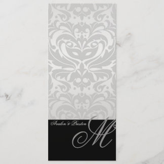 Menu argenté majestueux de mariage damassé de