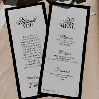 Menu Aria | Mariage Classique Minimaliste Noir et Beige