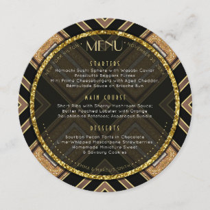 Menu Art Déco Black Gold Geometry Mariage événement spé