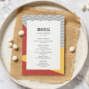 Menu Art pop des années 80 mariage de style Memphis