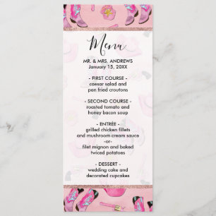 Menu Artsy mignonne fille rose Turquoise fille aquarell