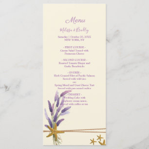 menu assez simple de mariage d'étoiles de mer
