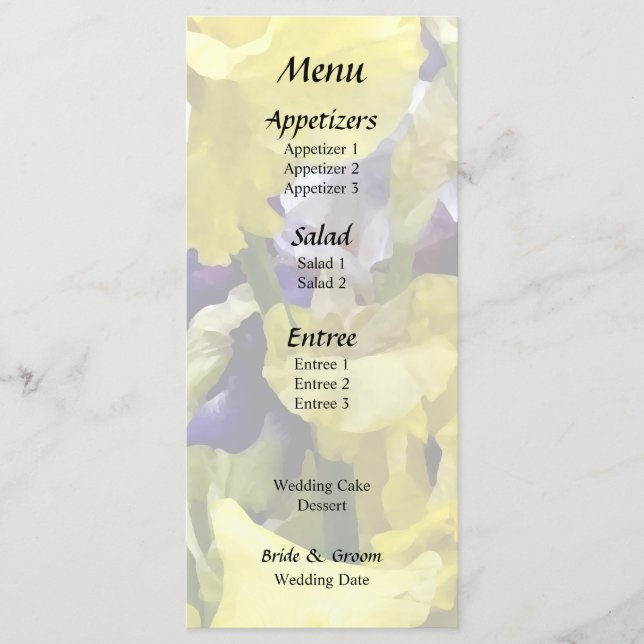 Menu Assortiment d'iris jaune et violet (Devant)