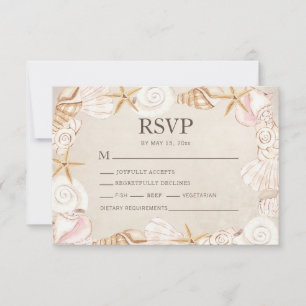 Menü "Auswahl"-Hochzeit für Beach Seashells RSVP Karte